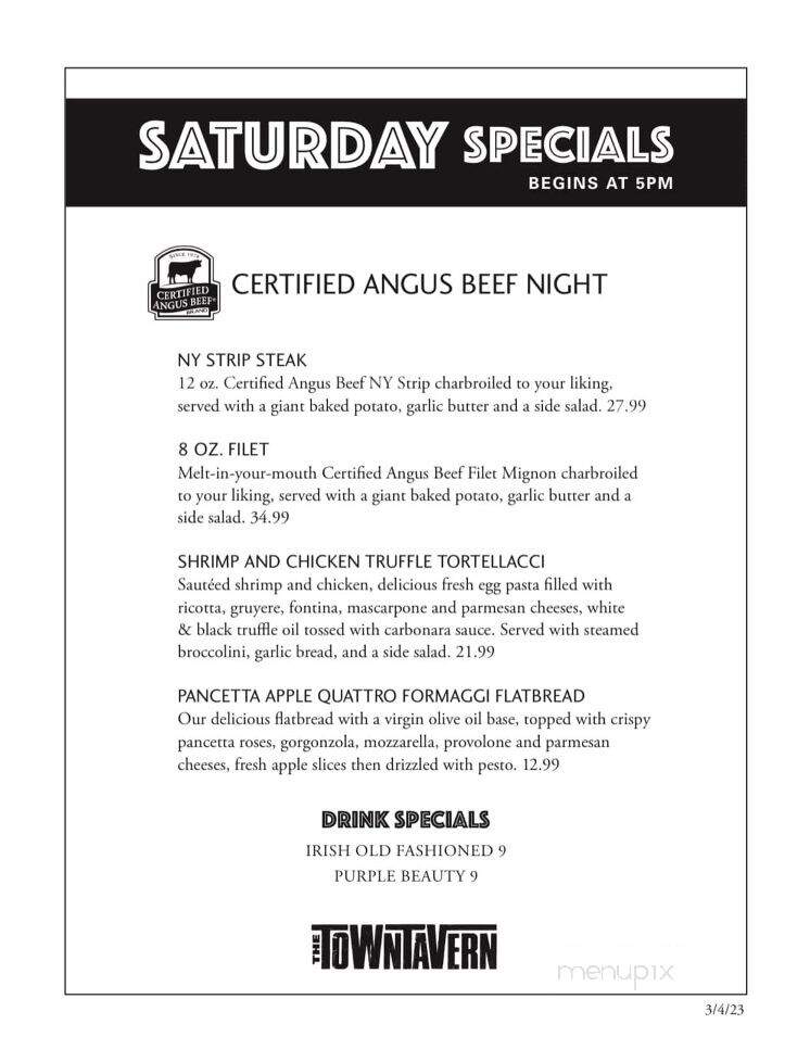 The Town Tavern - Uniontown, OH menu_pic