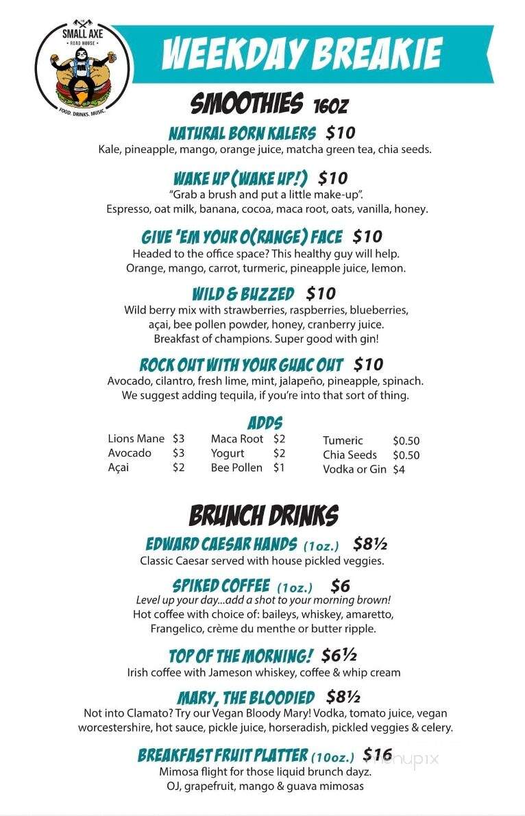 Small Axe Roadhouse - Enderby, BC menu_pic