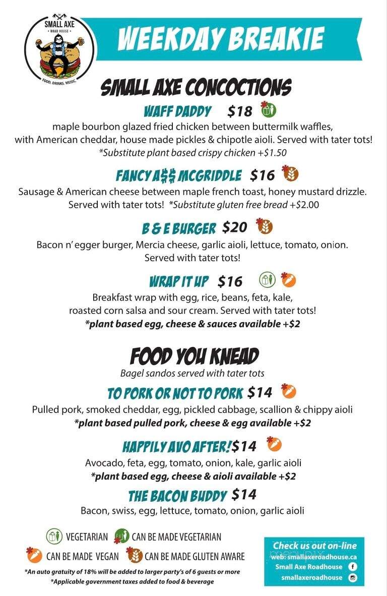 Small Axe Roadhouse - Enderby, BC menu_pic