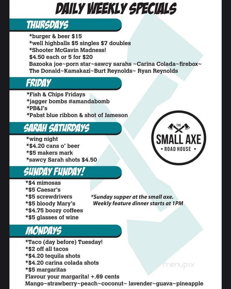Small Axe Roadhouse - Enderby, BC menu_pic