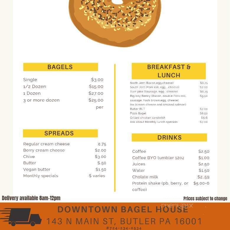 Downtown Bagelhouse - Butler, PA menu_pic