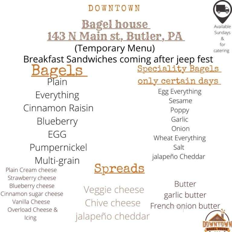 Downtown Bagelhouse - Butler, PA menu_pic
