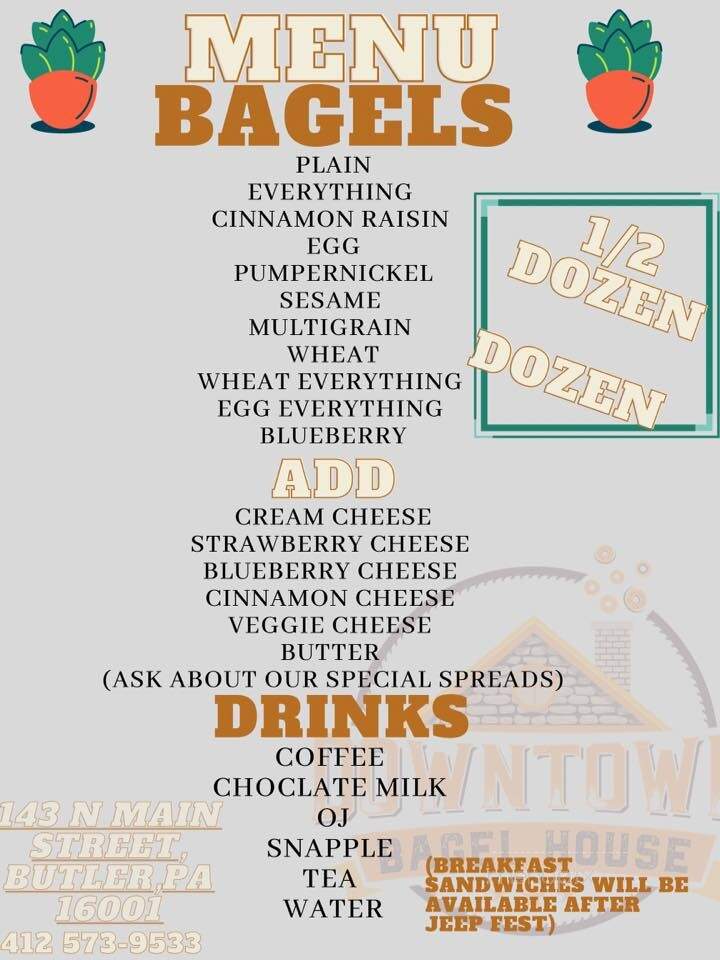 Downtown Bagelhouse - Butler, PA menu_pic