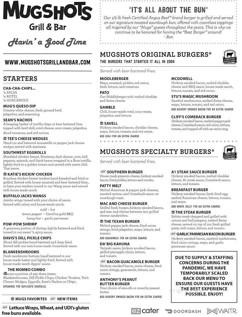 Mugshots Bar and Grill - Saraland, AL menu_pic