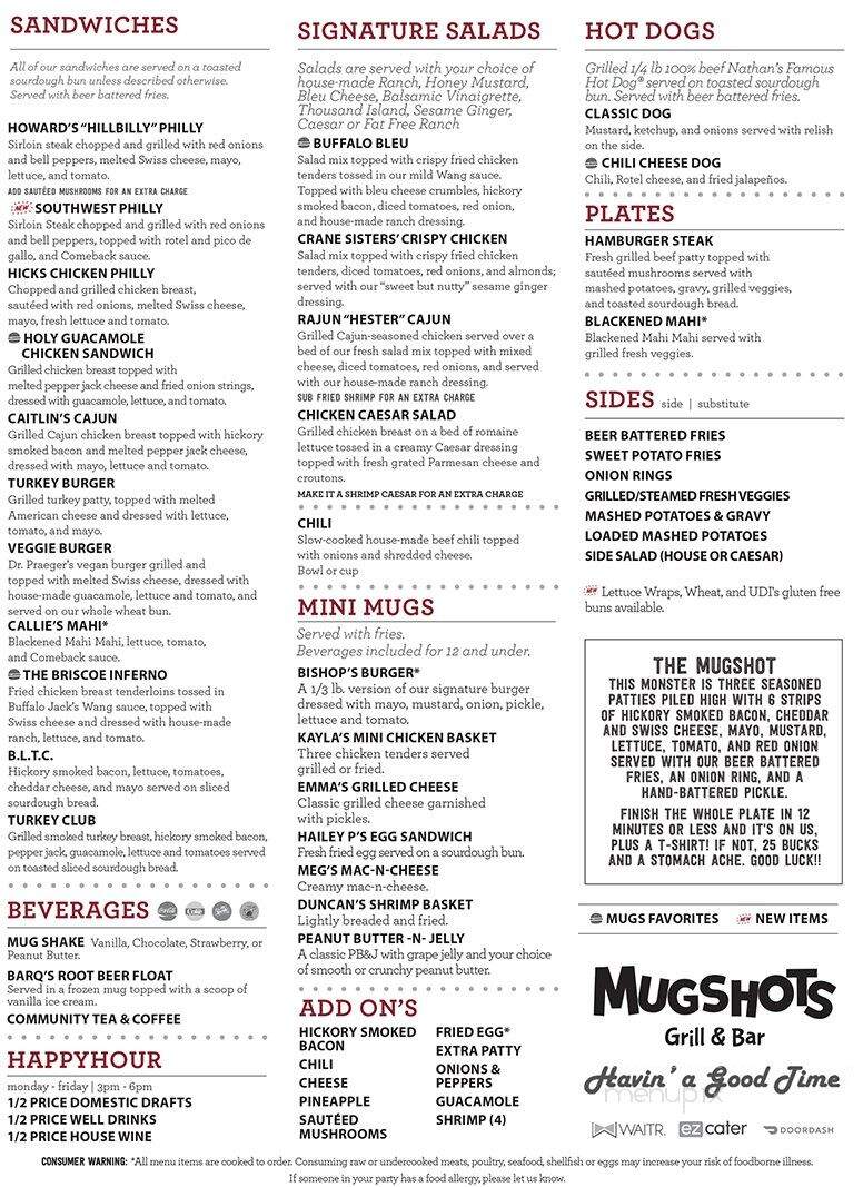 Mugshots Bar and Grill - Saraland, AL menu_pic
