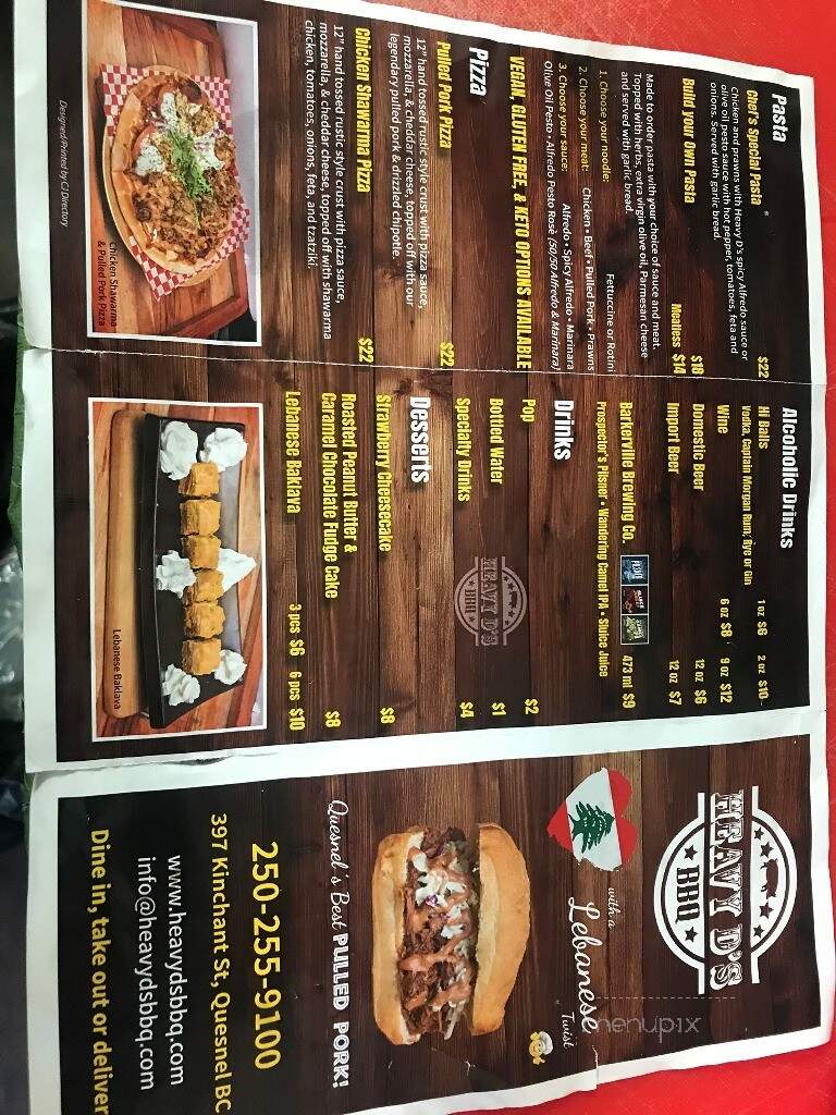 Heavy D's BBQ - Quesnel, BC menu_pic