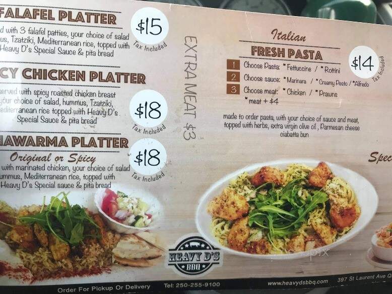 Heavy D's BBQ - Quesnel, BC menu_pic