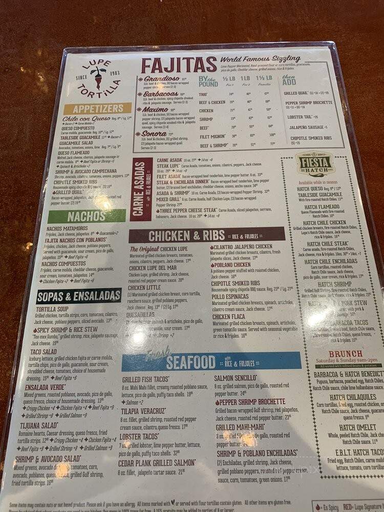 Lupe Tortilla - New Braunfels, TX menu_pic