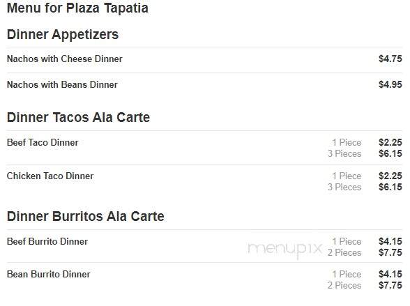 Plaza Tapatia - Salisbury, MD menu_pic