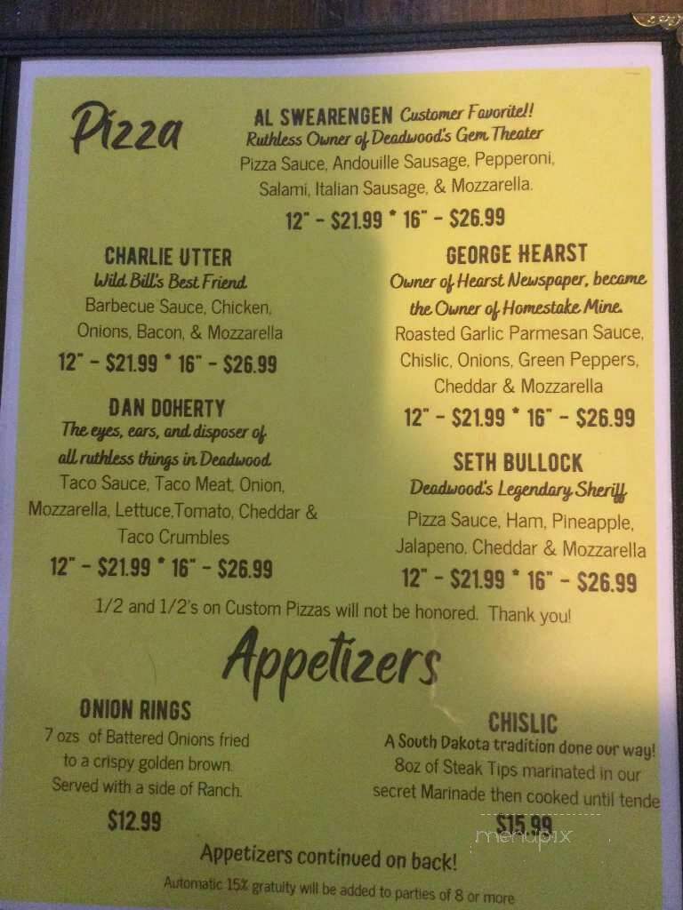 The Nugget Saloon - Deadwood, SD menu_pic
