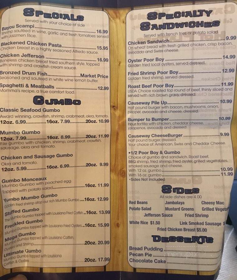 Chef Ron's Gumbo Stop Pub - Metairie, LA menu_pic