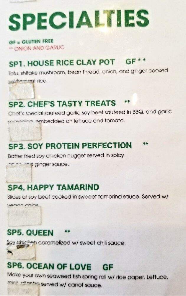 Blossom Vegan - Pleasanton, CA menu_pic