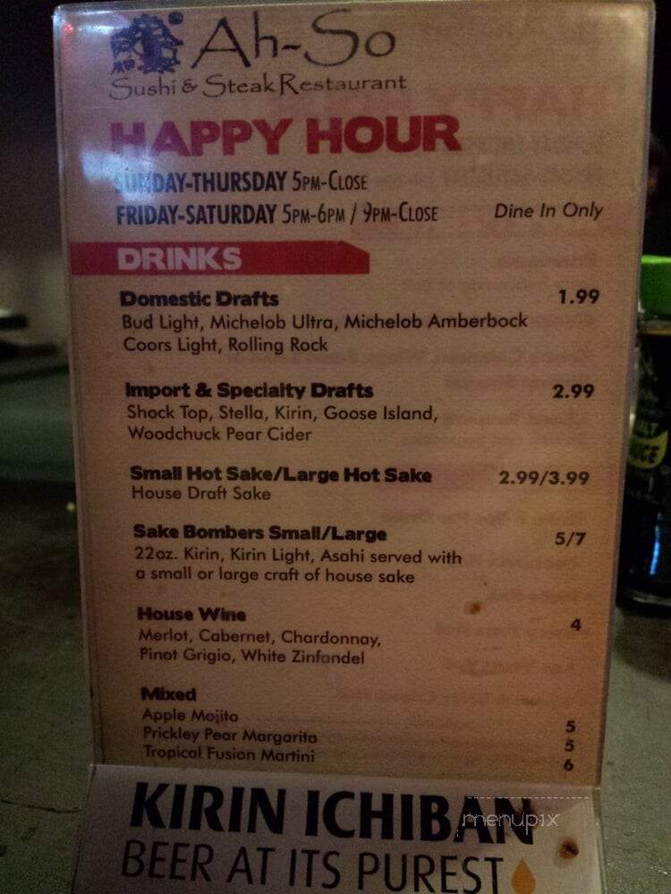 Ah-So Sushi & Steak - Goodyear, AZ menu_pic