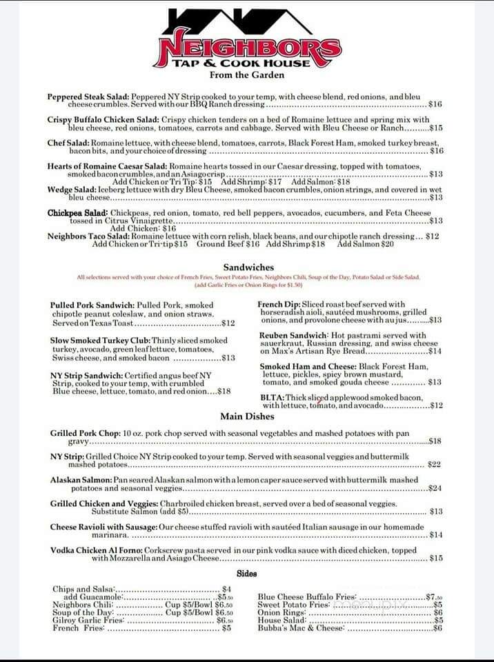 Neighbors Tap & Cook - Clovis, CA menu_pic