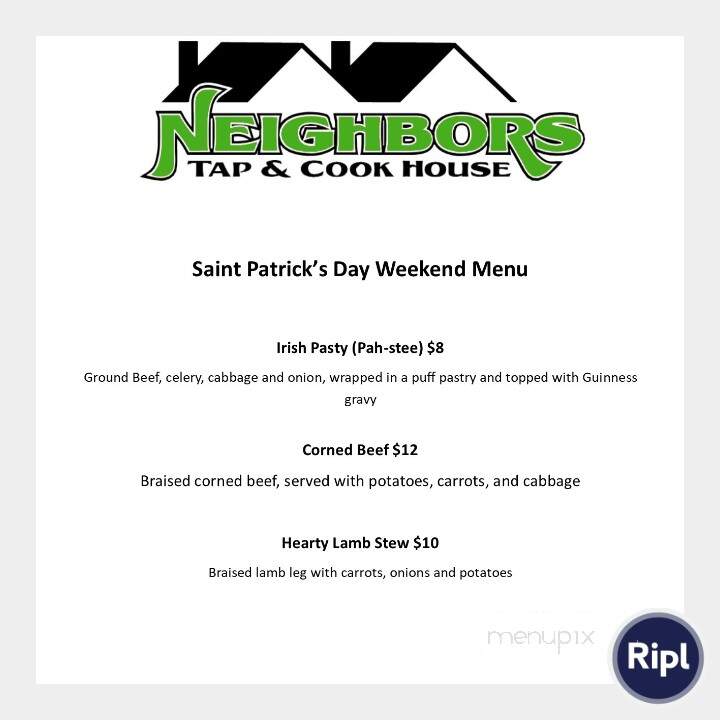 Neighbors Tap & Cook - Clovis, CA menu_pic
