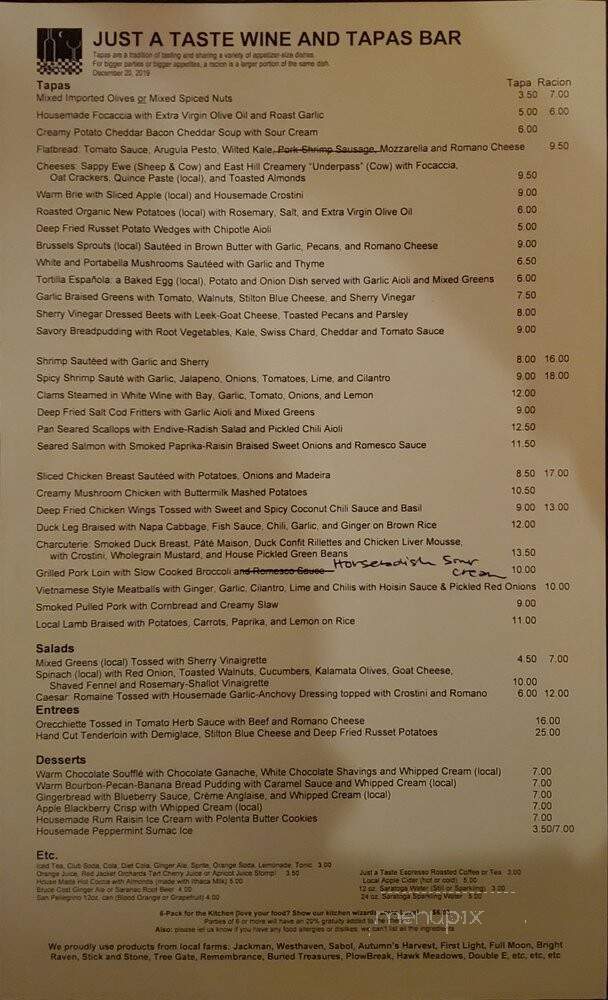 Just A Taste - Ithaca, NY menu_pic