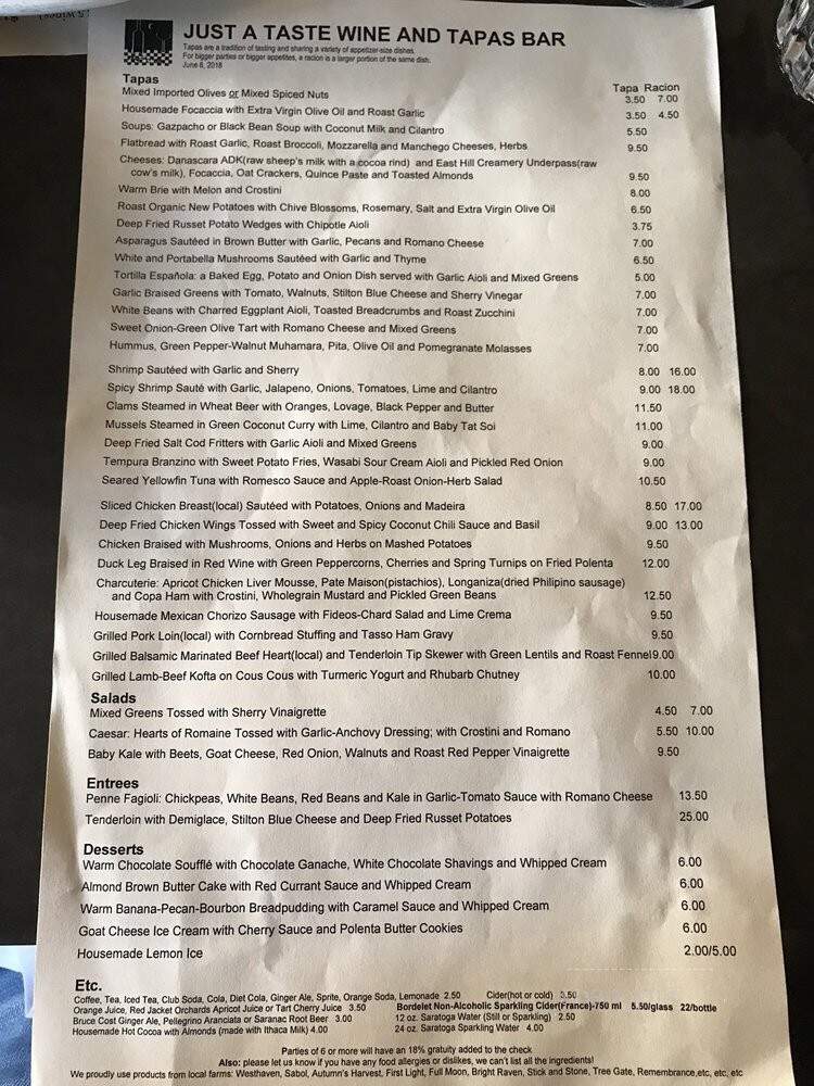Just A Taste - Ithaca, NY menu_pic