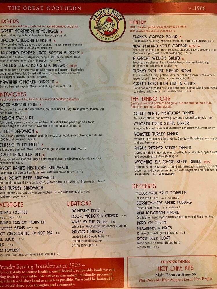 Frank's Diner - Spokane, WA menu_pic