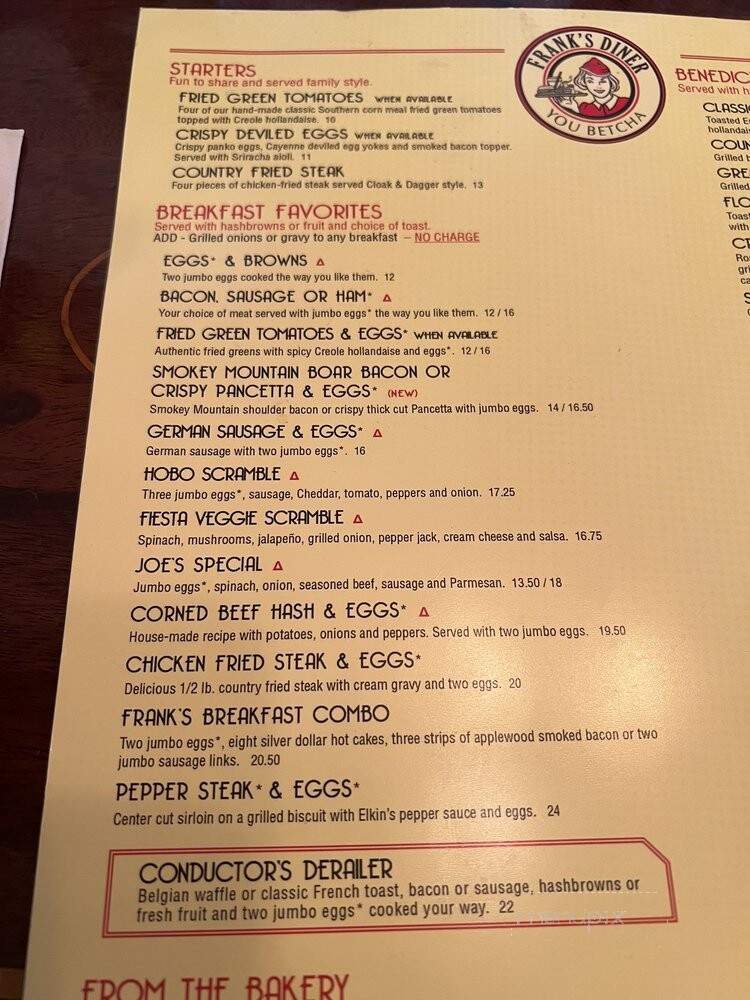 Frank's Diner - Spokane, WA menu_pic