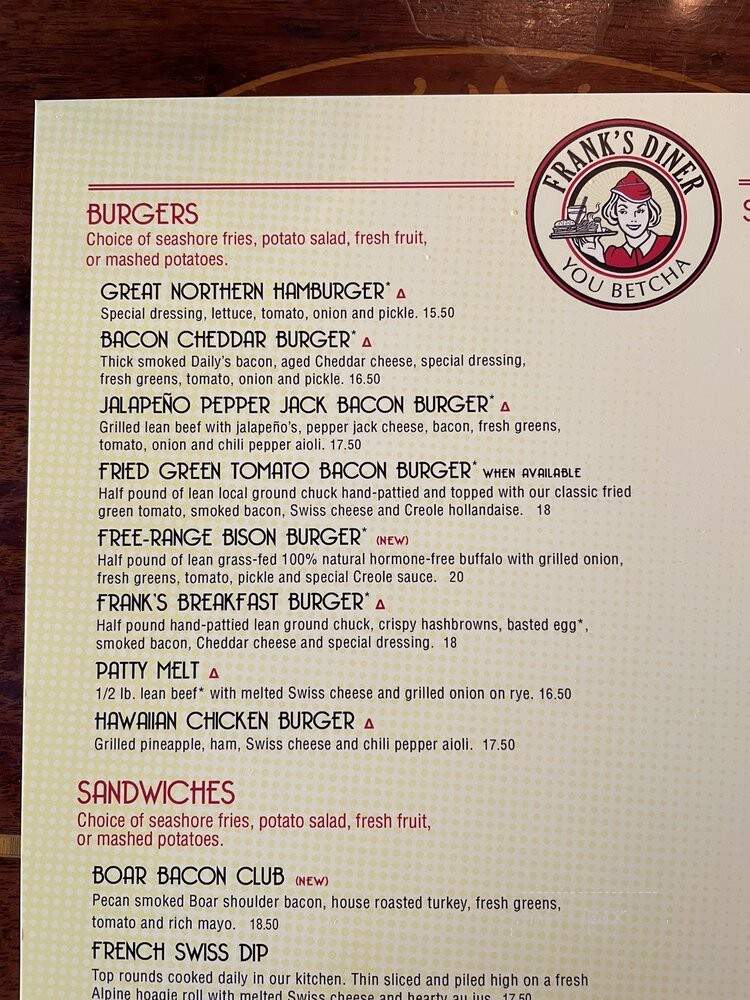 Frank's Diner - Spokane, WA menu_pic