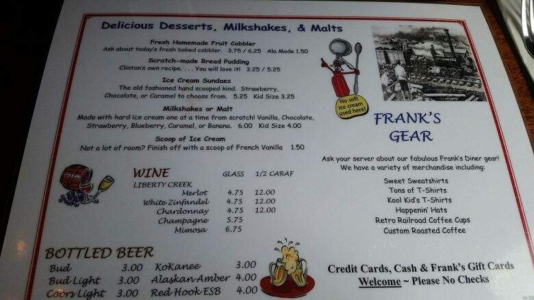 Frank's Diner - Spokane, WA menu_pic