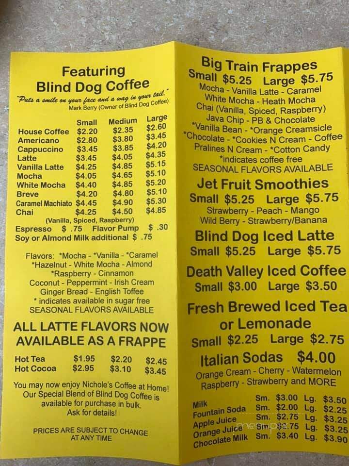 Nichole's Coffee Depot - Portola, CA menu_pic