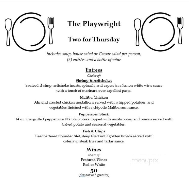 Playwright Irish Pub Restaurant - Hamden, CT menu_pic