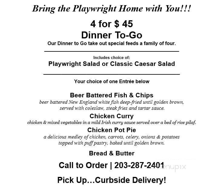 Playwright Irish Pub Restaurant - Hamden, CT menu_pic