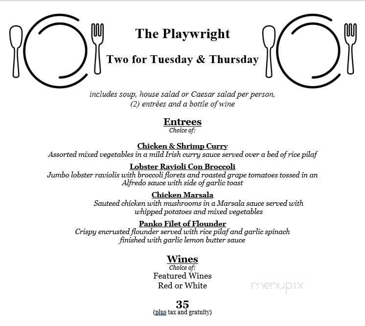 Playwright Irish Pub Restaurant - Hamden, CT menu_pic