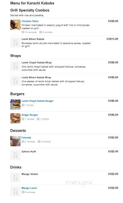 Karachi Kabobs - Algonquin, IL menu_pic