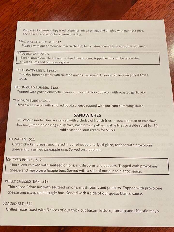Muddy Cow - Hutchinson, MN menu_pic