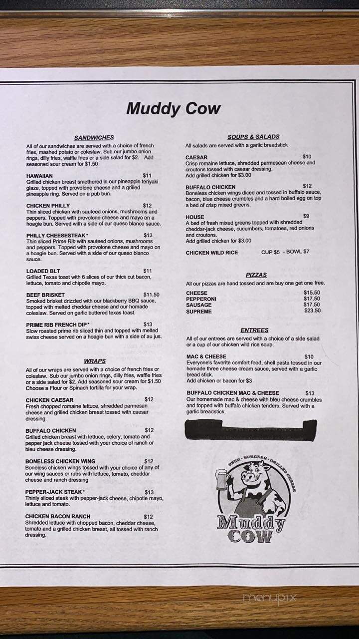 Muddy Cow - Hutchinson, MN menu_pic