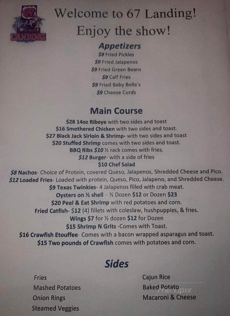 67 Landing - Texarkana, TX menu_pic