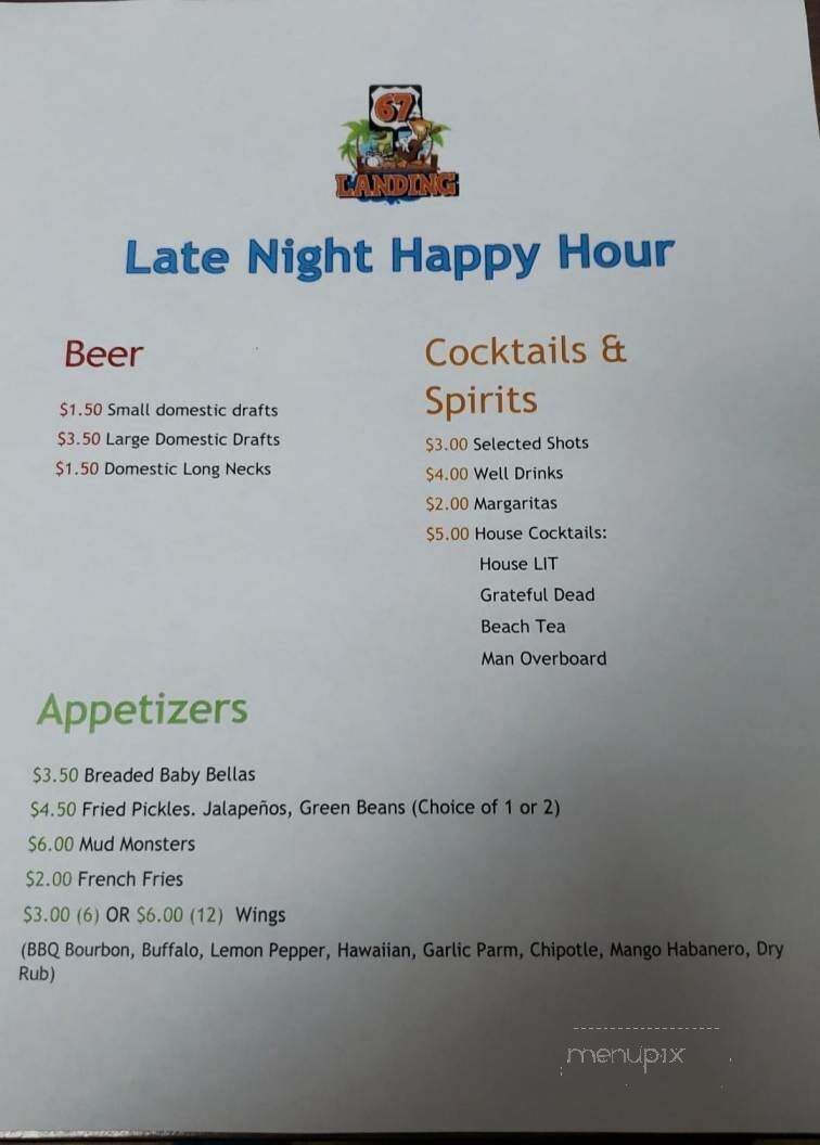 67 Landing - Texarkana, TX menu_pic