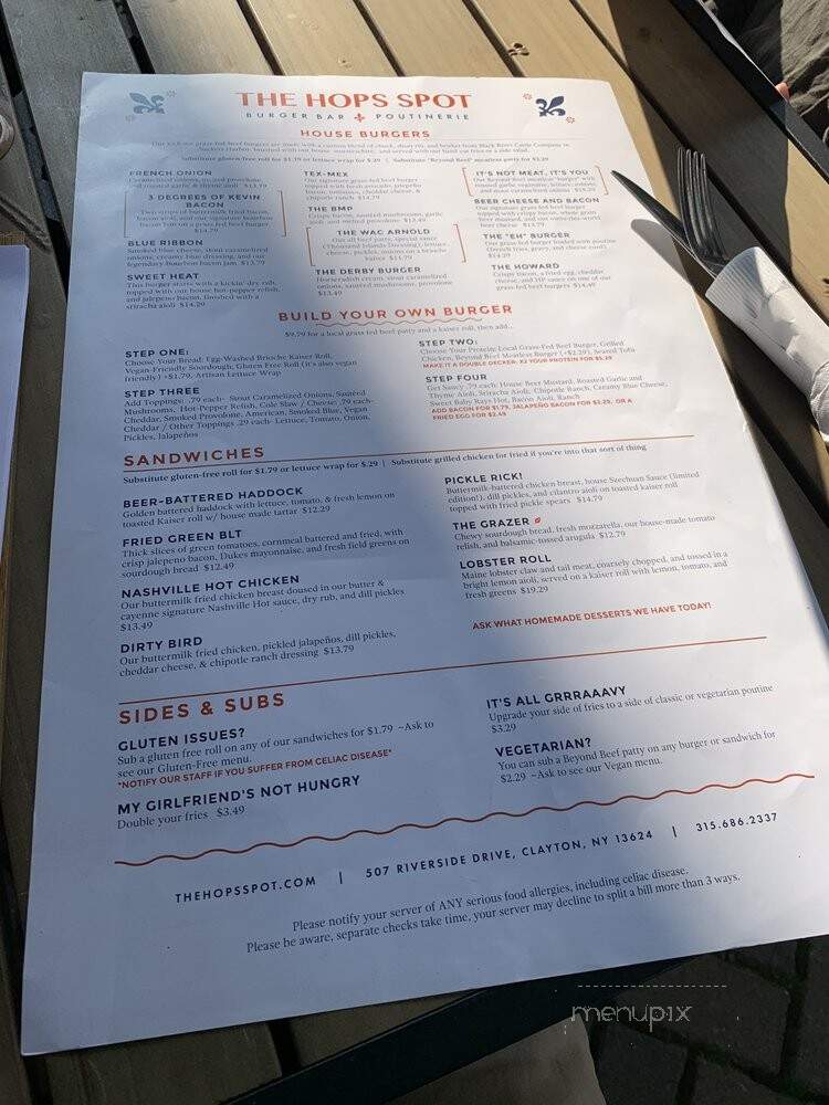 The Hops Spot - Clayton, NY menu_pic