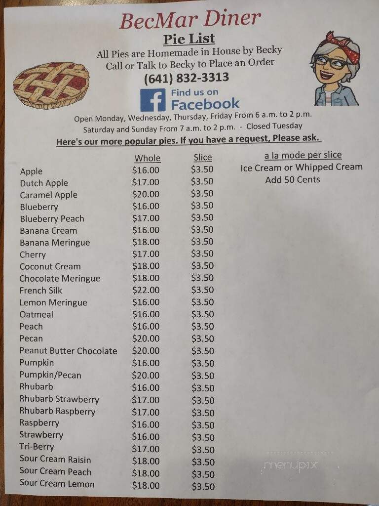 BecMar Diner - Osage, IA menu_pic
