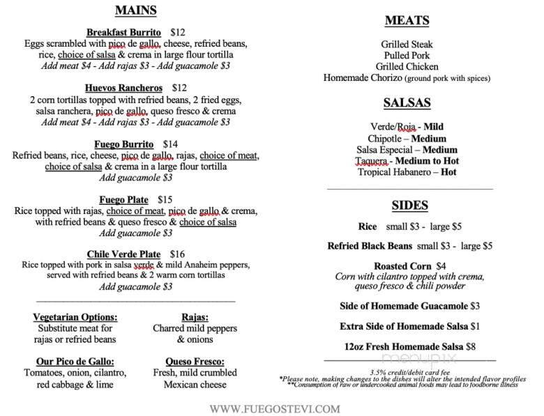 Fuego Authentic Mexican Cuisine - Stevensville, MT menu_pic
