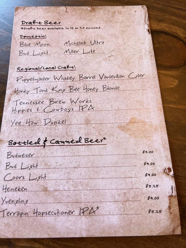 Cumberland Jacks LeConte Kitchen - Gatlinburg, TN menu_pic