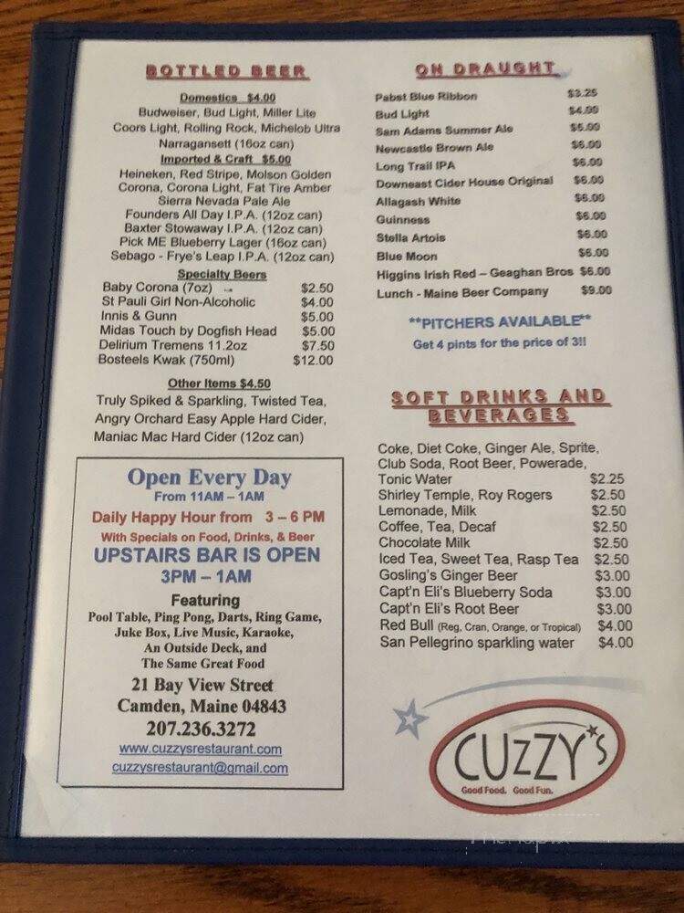 Cuzzy's Restaurant - Camden, ME