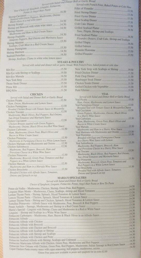 Maria's Pizza and Italian Eatery - Quinton, VA menu_pic