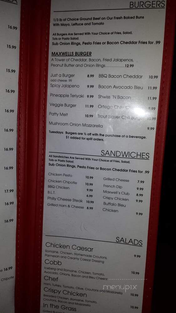 Maxwell's Downtown Eatery - Redding, CA menu_pic