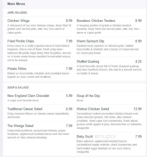 Duck Inn Pub - Hyannis, MA menu_pic