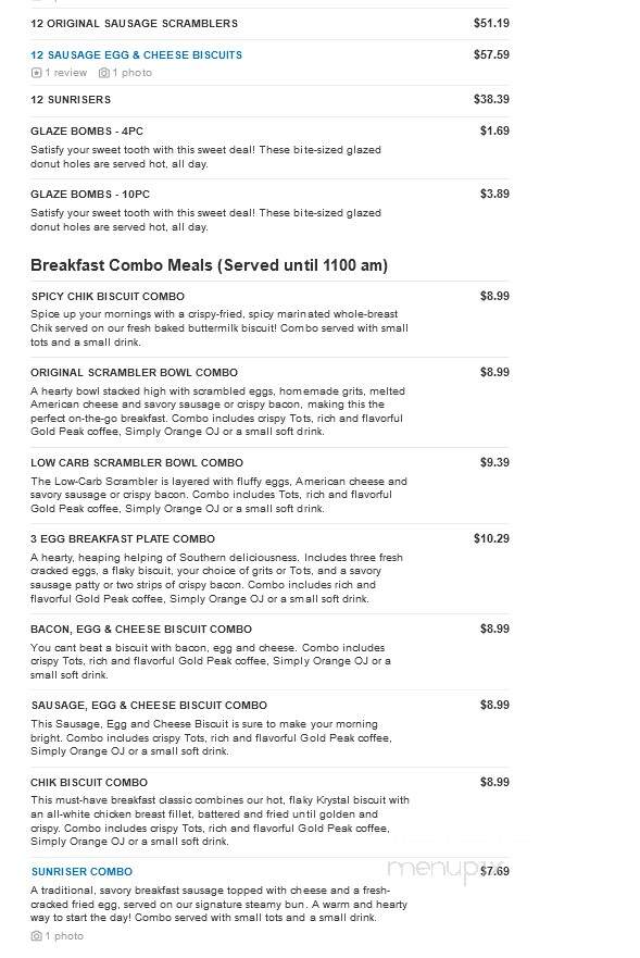 Krystal - Morristown, TN menu_pic