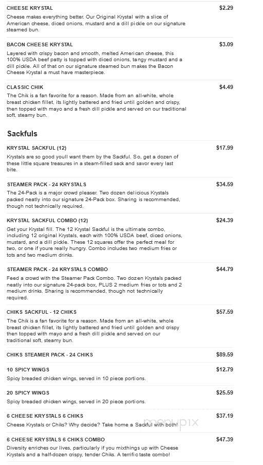 Krystal - Morristown, TN menu_pic