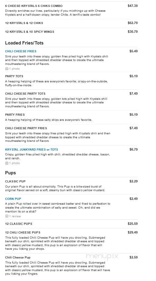 Krystal - Morristown, TN menu_pic