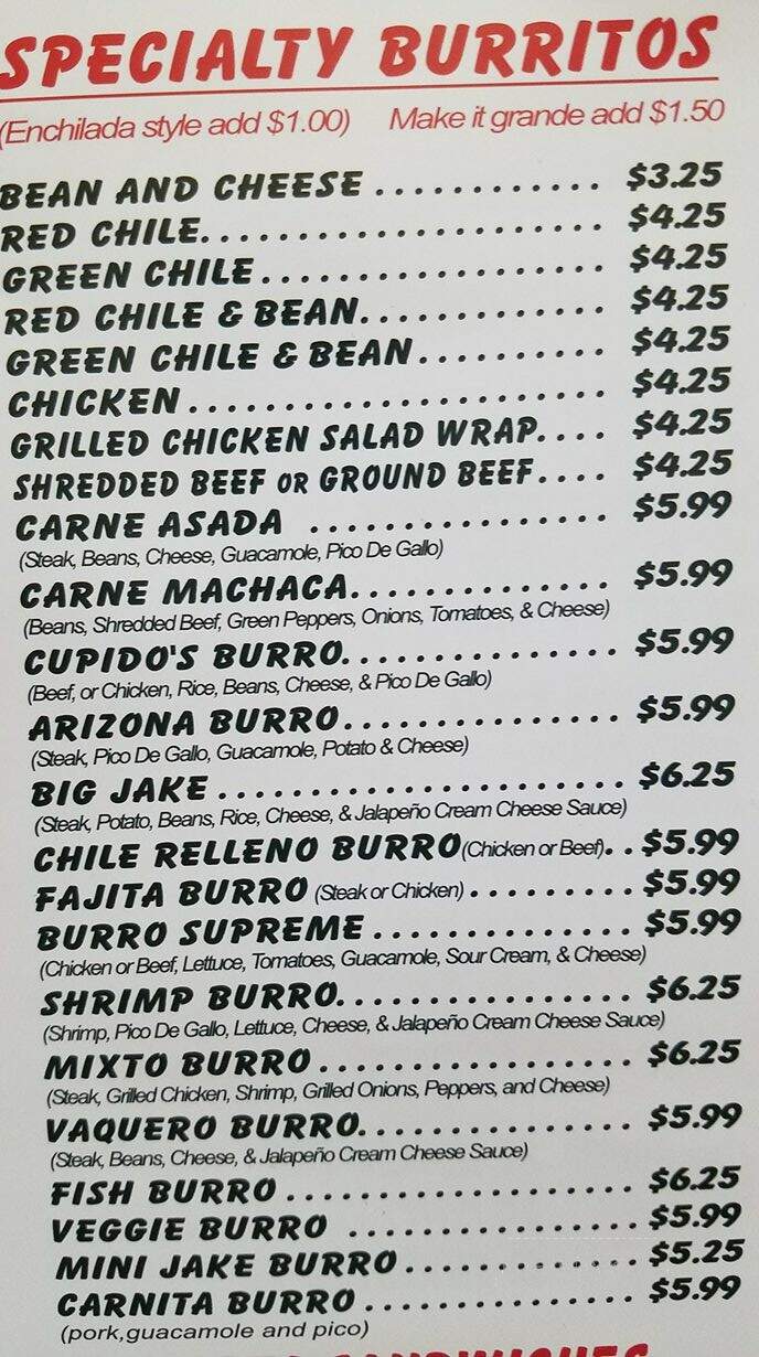 El Cupidos Mexican Food - Snowflake, AZ menu_pic
