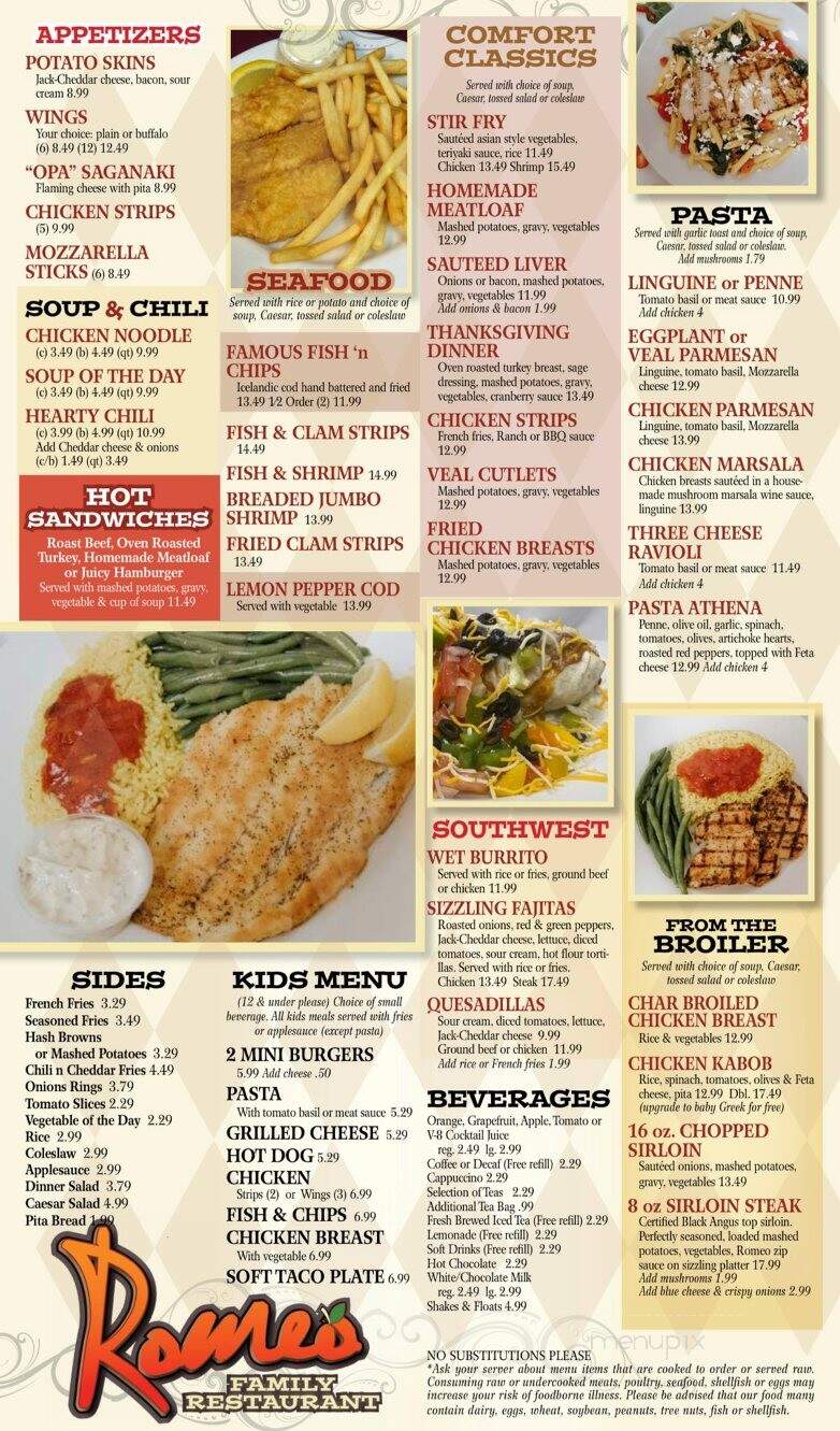 Romeo Family Restaurant - Washington, MI menu_pic
