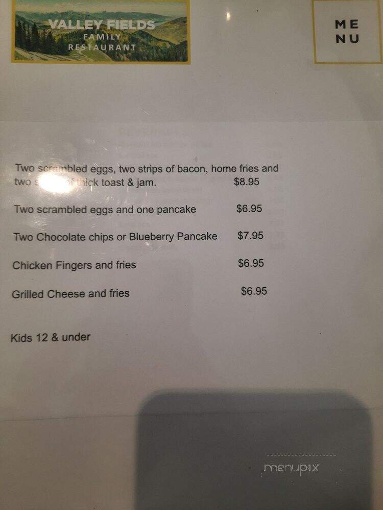 Valley Fields Restaurant - North York, ON menu_pic