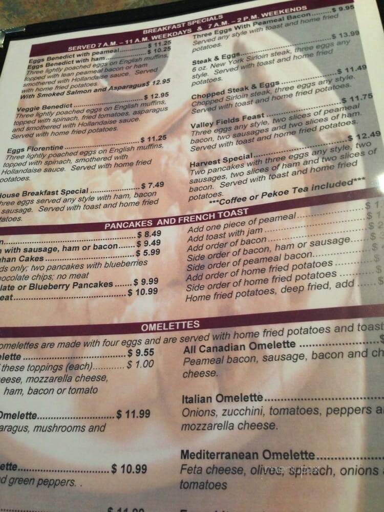 Valley Fields Restaurant - North York, ON menu_pic