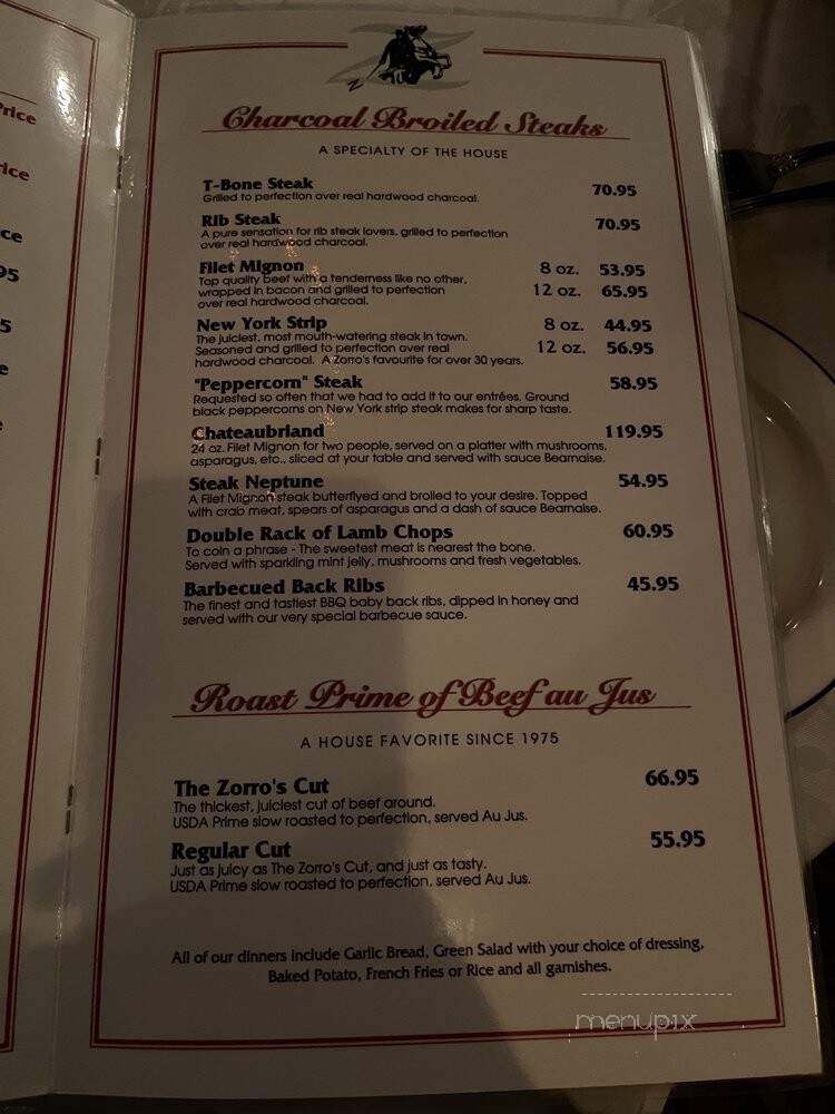 Zorro's Steak & Seafood House - Mississauga, ON menu_pic